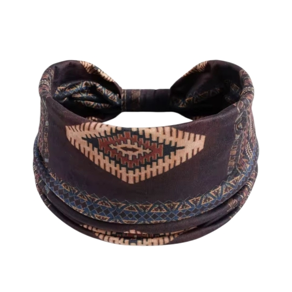 Tribal Gypsy Bohemian Yoga Headband Sporty Hair Accessories Wide Y2K Western - Picture 1 of 2